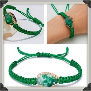 New Woven Adjustable Druzy Green Bracelet